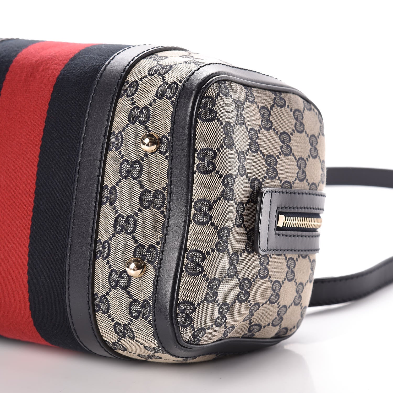 Gucci Monogram Vintage Web Small Boston Navy 10 of 10