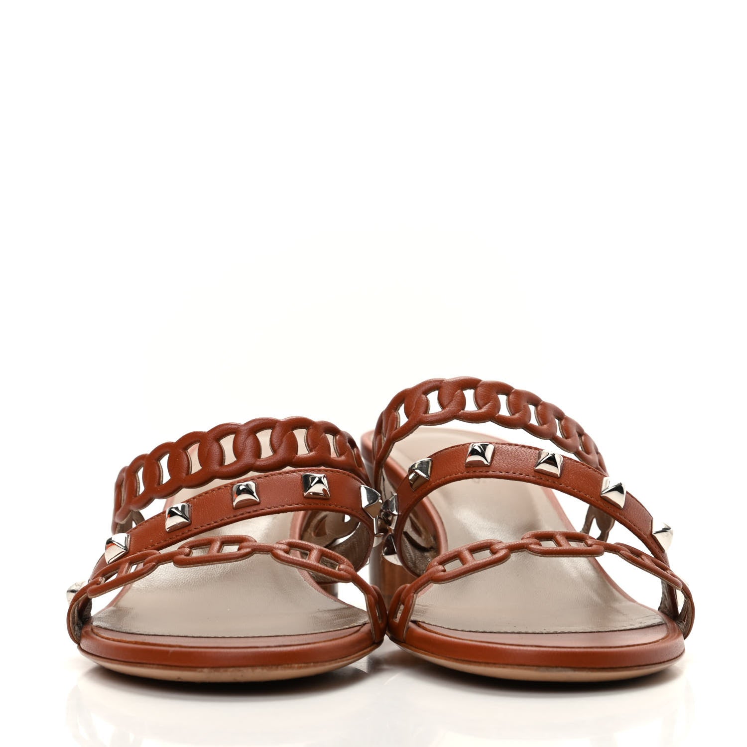 Hermes Nappa Ajaccio Sandals 38 Cognac 2 of 10