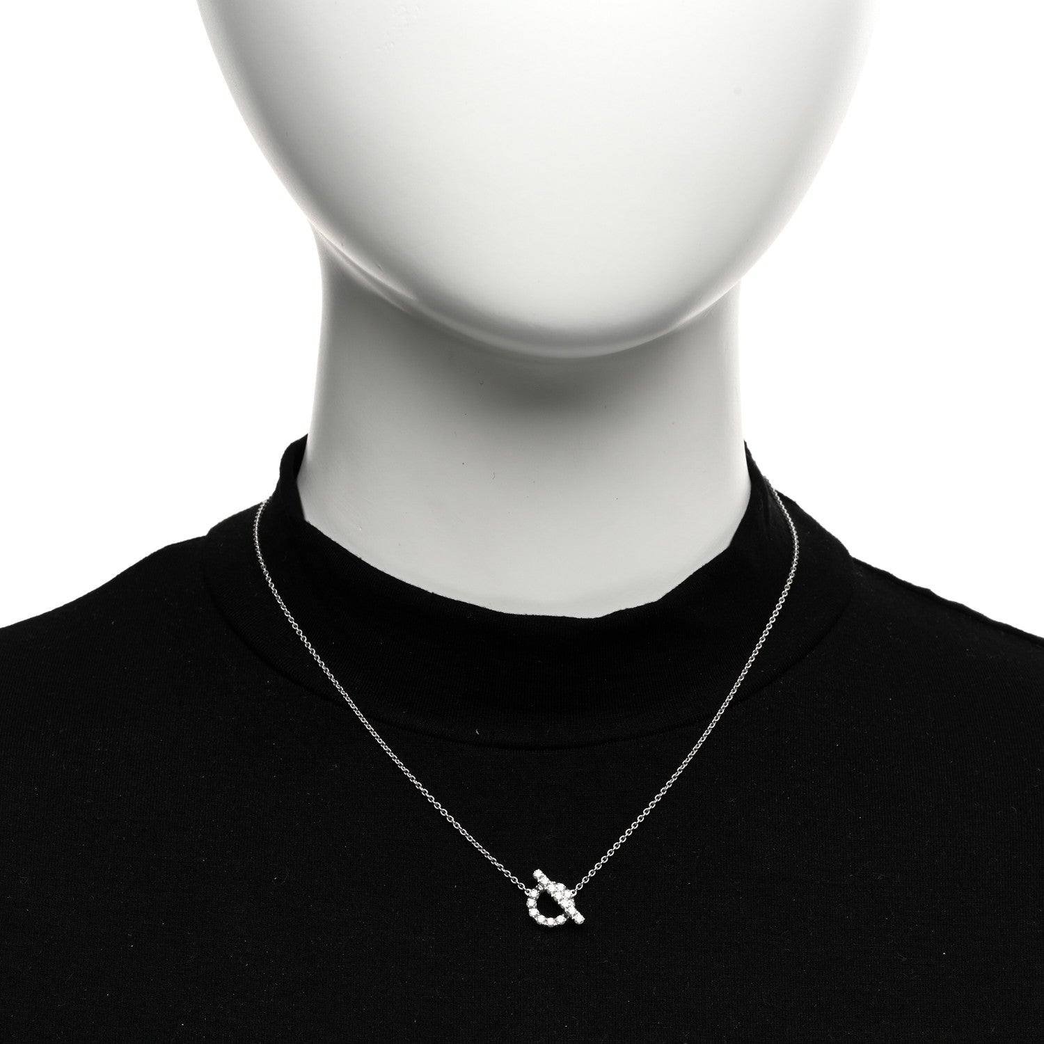 Hermes 18K White Gold Diamond Finesse Pendant Necklace 2 of 5