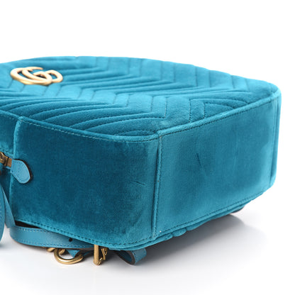 Gucci Velvet Matelasse GG Marmont Dome Backpack Pavone Cyan 7 of 8