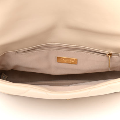 Chanel Goatskin Quilted Maxi Chanel 19 Flap Beige 5 of 10