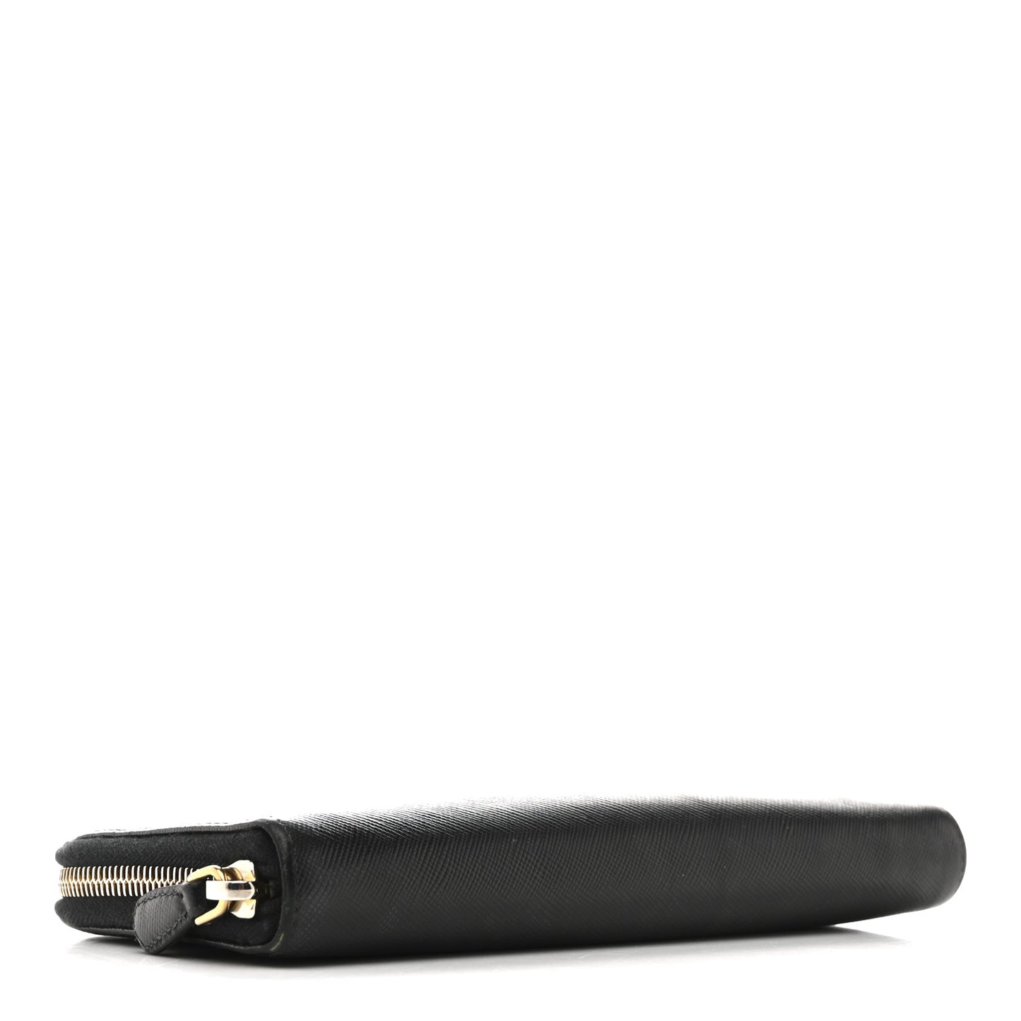 Saffiano Metal Zip Around Wallet Black
