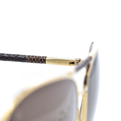 Louis Vuitton Damier Ebene Conspiration Pilote Aviator Sunglasses Z0202U Gold 5 of 9