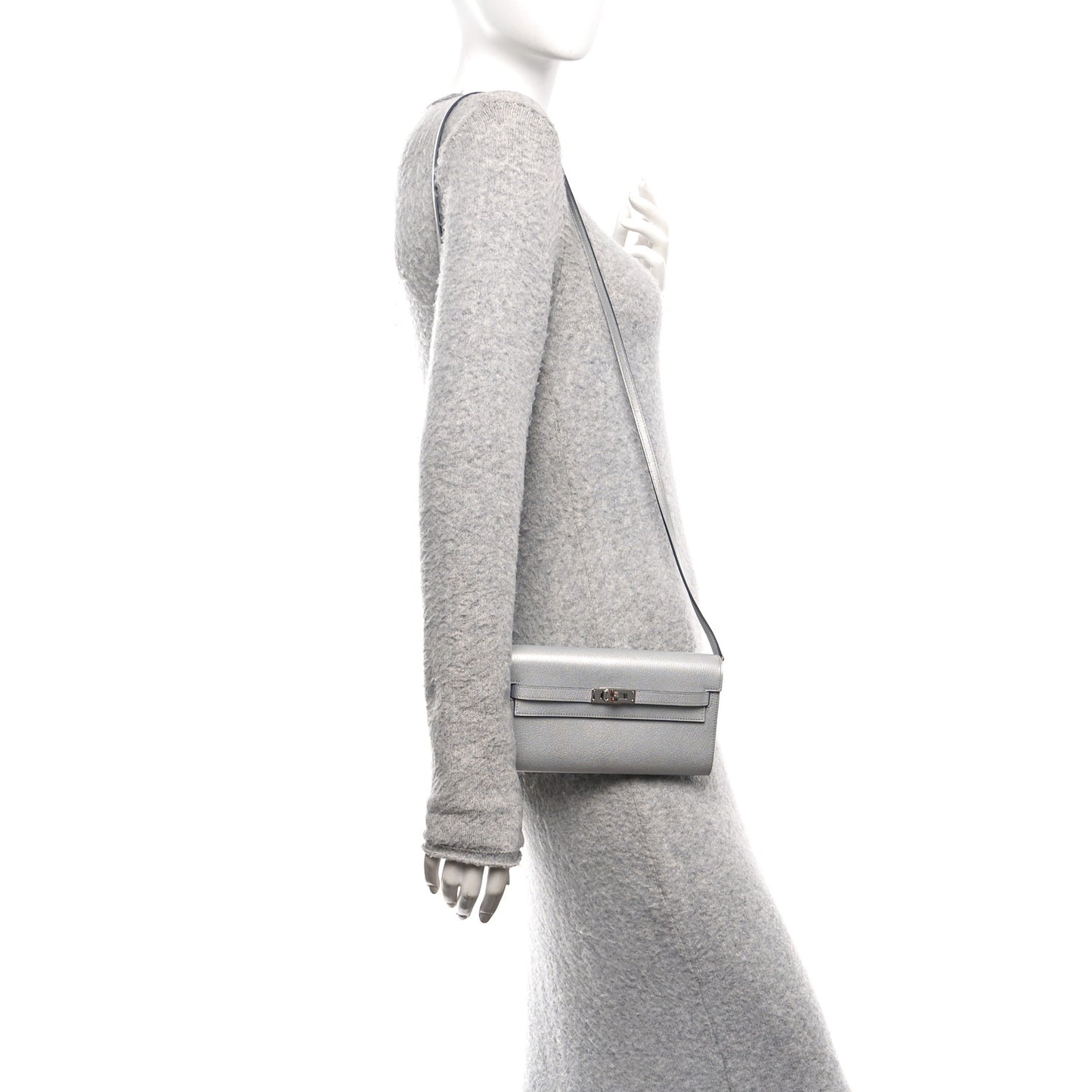 Metallic Chevre Chamkilight Kelly Wallet To Go Argent