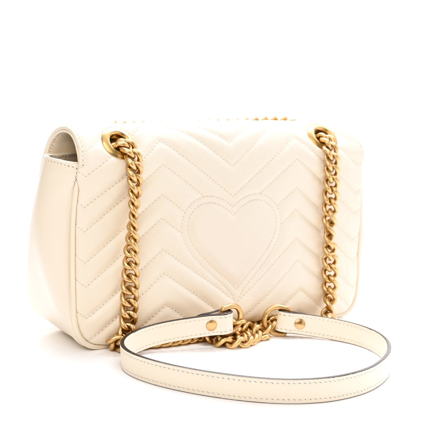 Calfskin Matelasse Small GG Marmont Shoulder Bag White