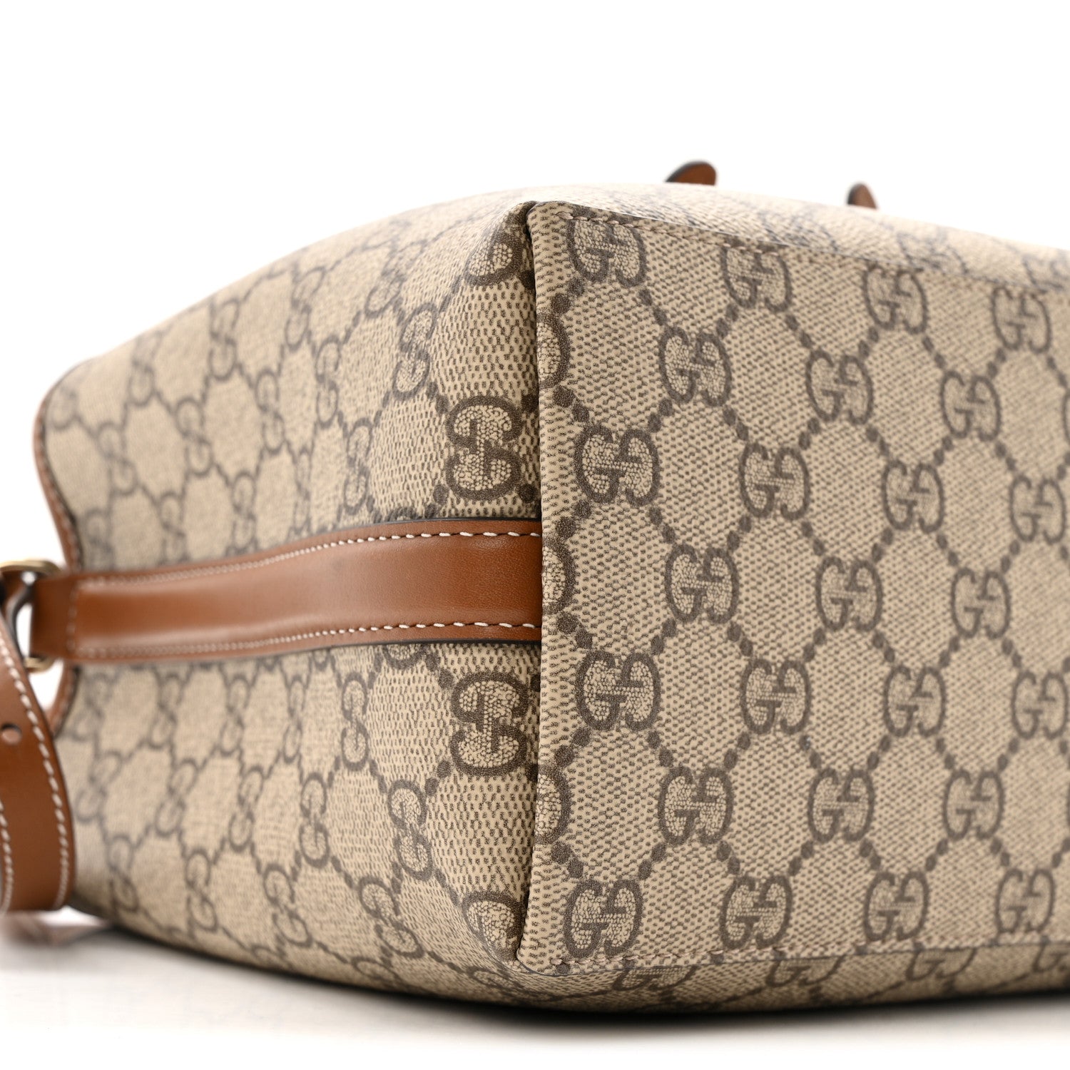Gucci GG Supreme Monogram Emblem Medium Tote Bag Beige Dark Brown 10 of 13