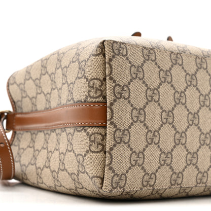 Gucci GG Supreme Monogram Emblem Medium Tote Bag Beige Dark Brown 10 of 13