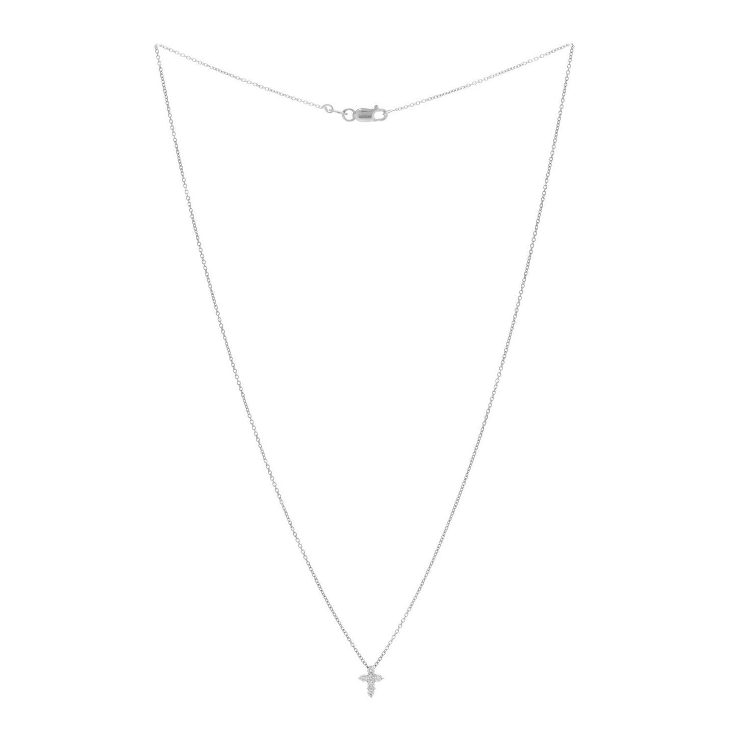 18K White Gold Diamond Tiny Treasures Baby Cross Pendant Necklace