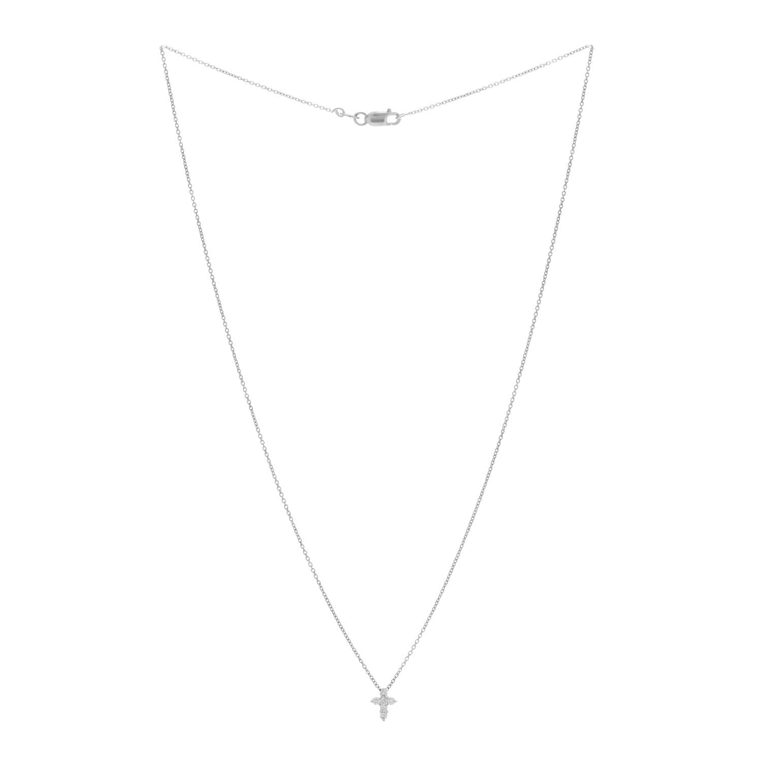 Roberto Coin 18K White Gold Diamond Tiny Treasures Baby Cross Pendant Necklace 3 of 5