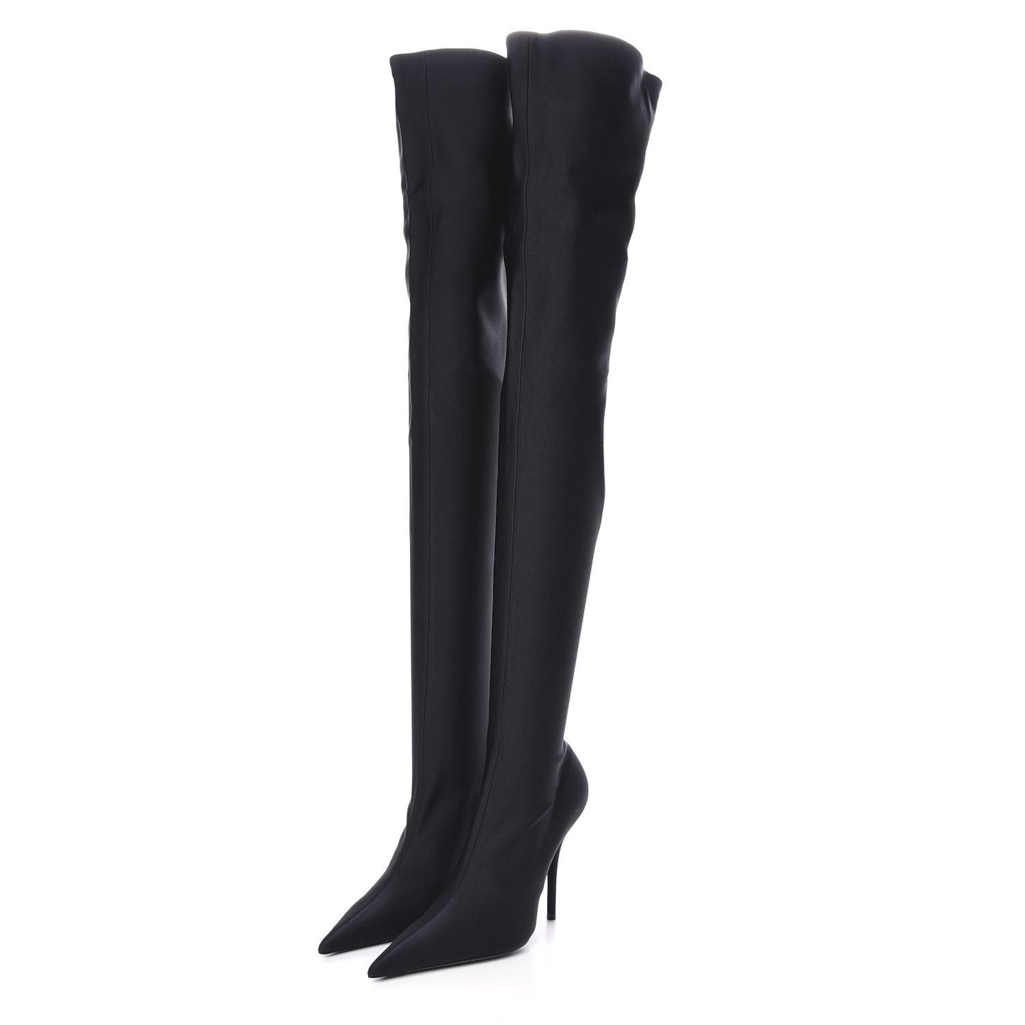 Spandex Pointed Toe Knife Thigh High Boots 38 Black