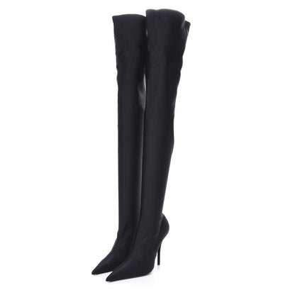 Balenciaga Spandex Pointed Toe Knife Thigh High Boots 38 Black 3 of 7