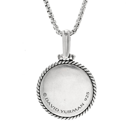 David Yurman Sterling Silver Diamond Lotus Amulet Charm Necklace 4 of 5