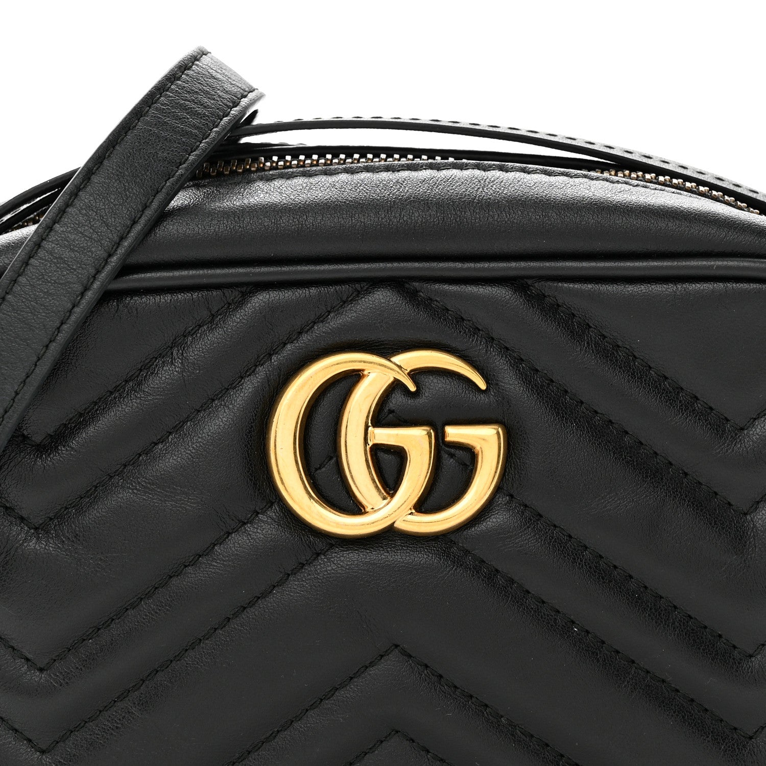 Gucci Calfskin Matelasse Mini GG Marmont Chain Shoulder Bag Black 8 of 12