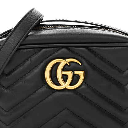 Gucci Calfskin Matelasse Mini GG Marmont Chain Shoulder Bag Black 8 of 12