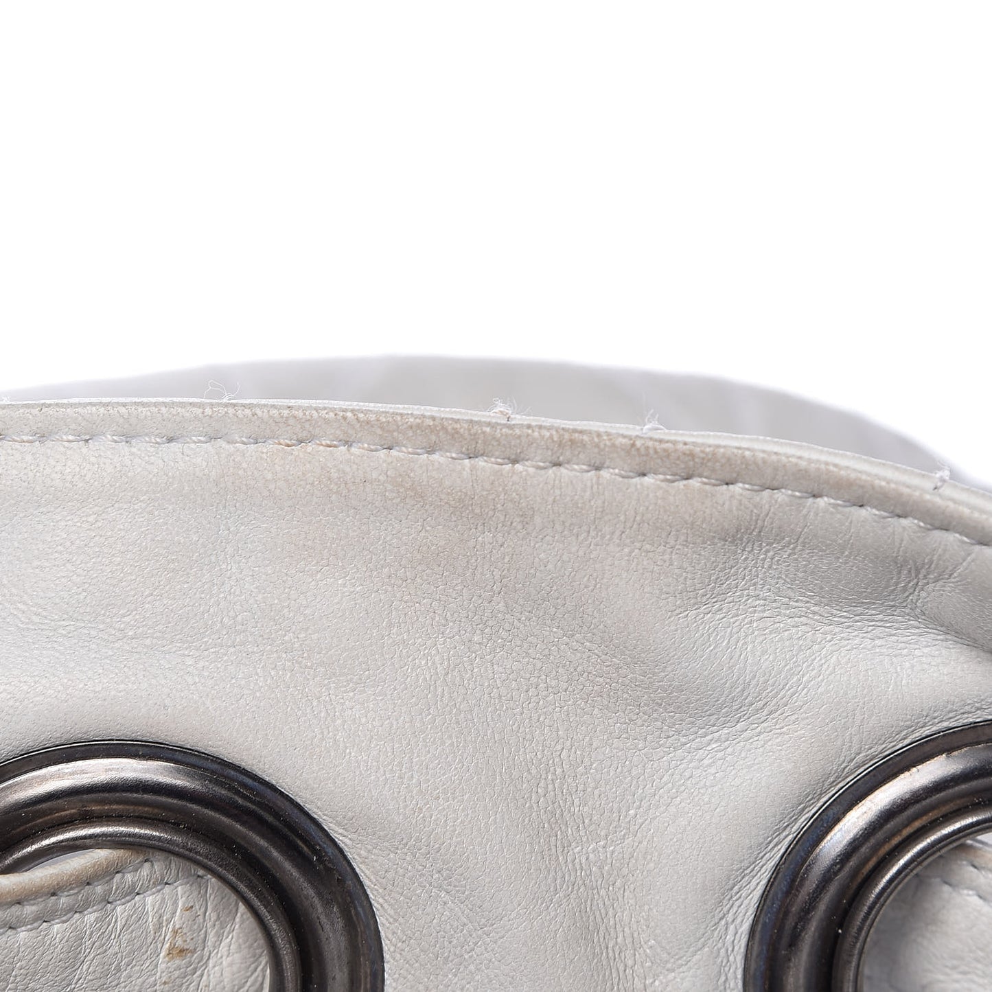 Lambskin Cannage Drawstring Bag White