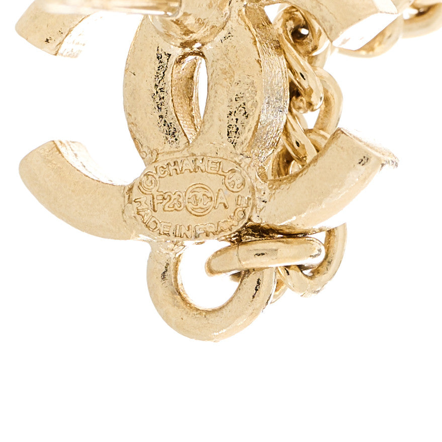 Crystal Pearl CC Star Drop Earrings Gold