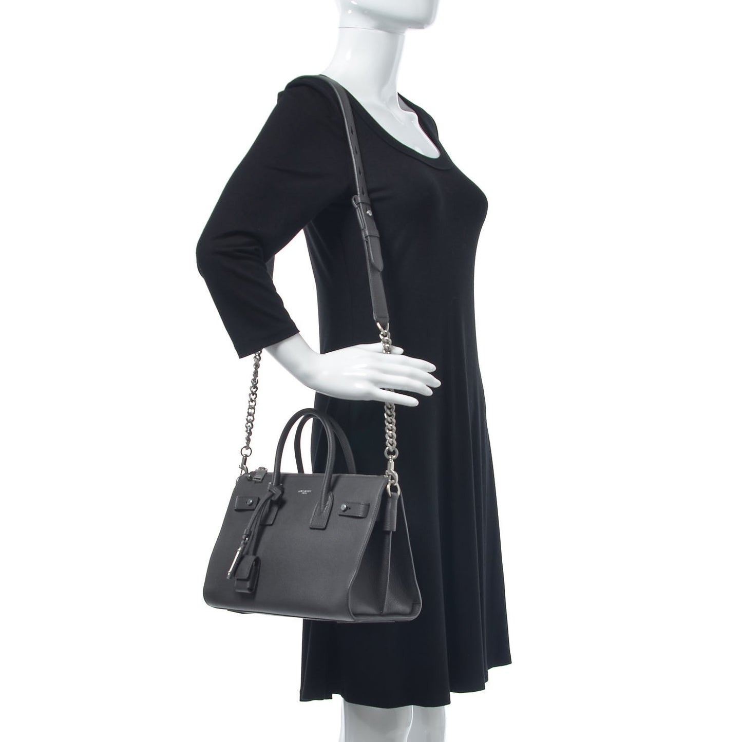 Grained Calfskin Baby Supple Sac De Jour Asphalt