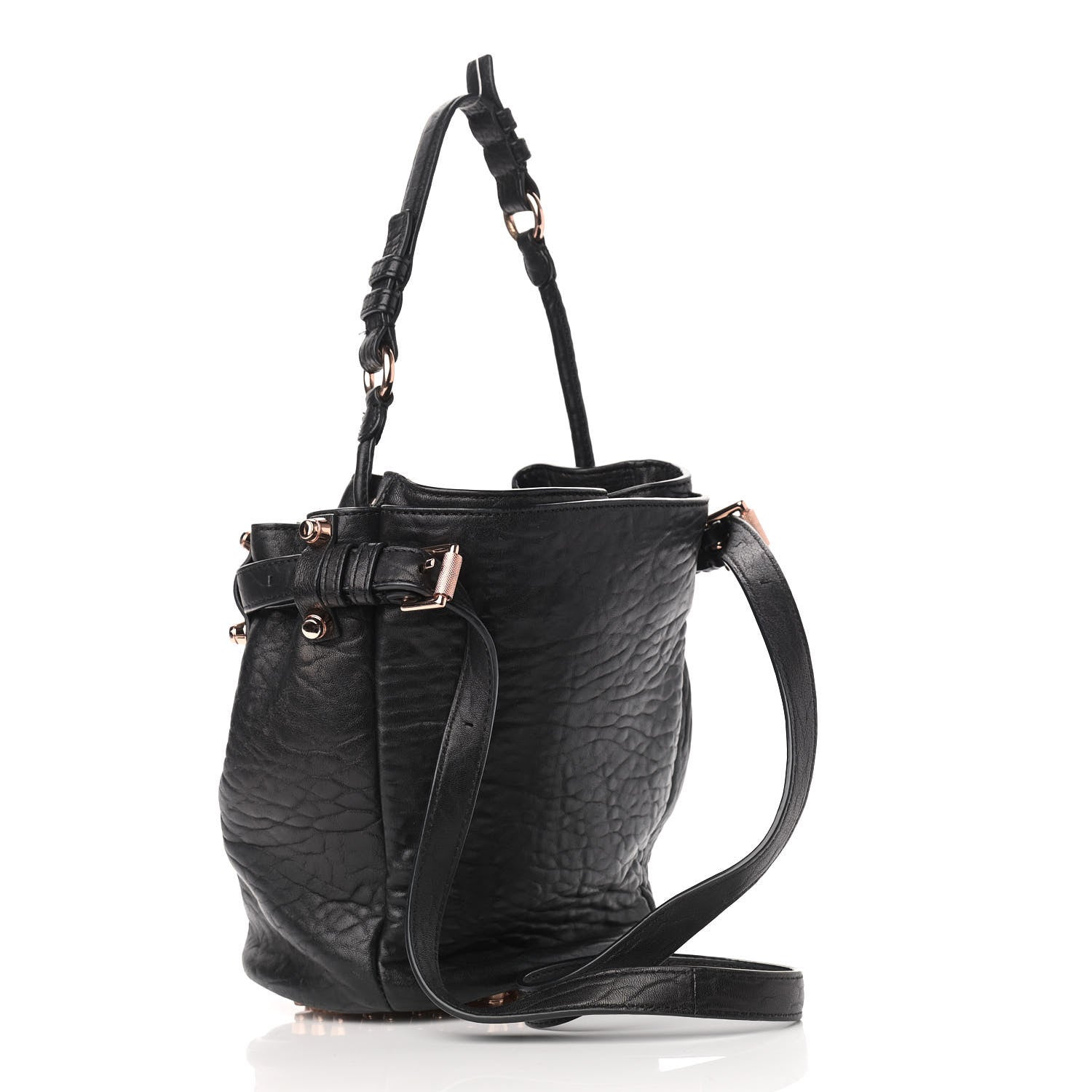 Alexander Wang Pebbled Lambskin Diego Bucket Black Rose Gold Hardware 3 of 13