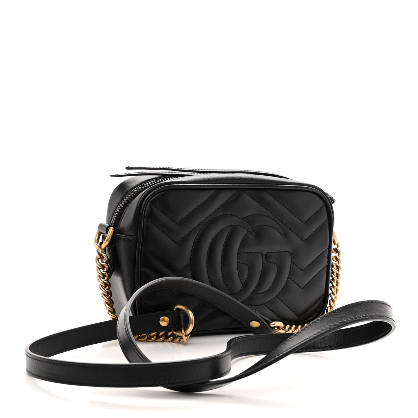Calfskin Matelasse Mini GG Marmont Chain Shoulder Bag Black