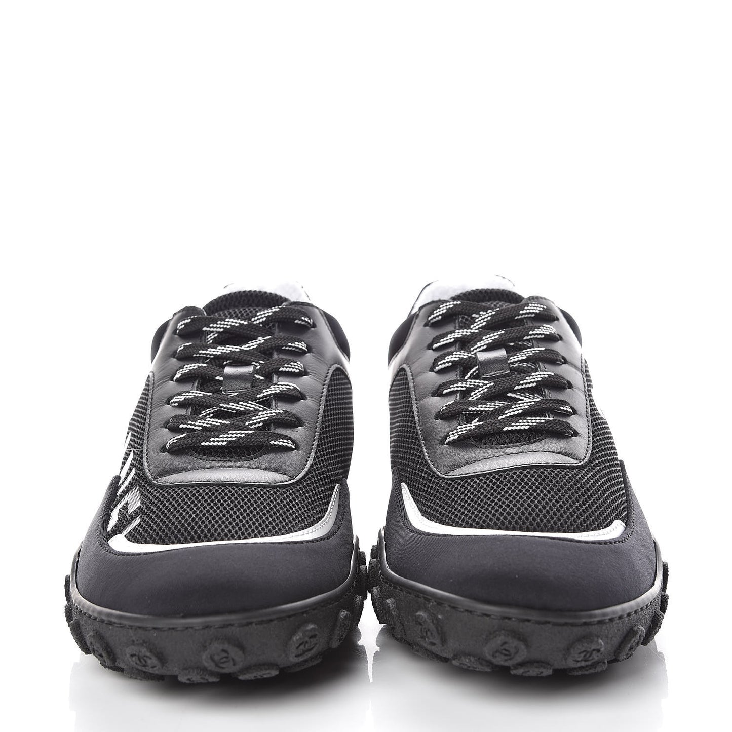 Calfskin Mesh Lycra Sneakers 39 Black