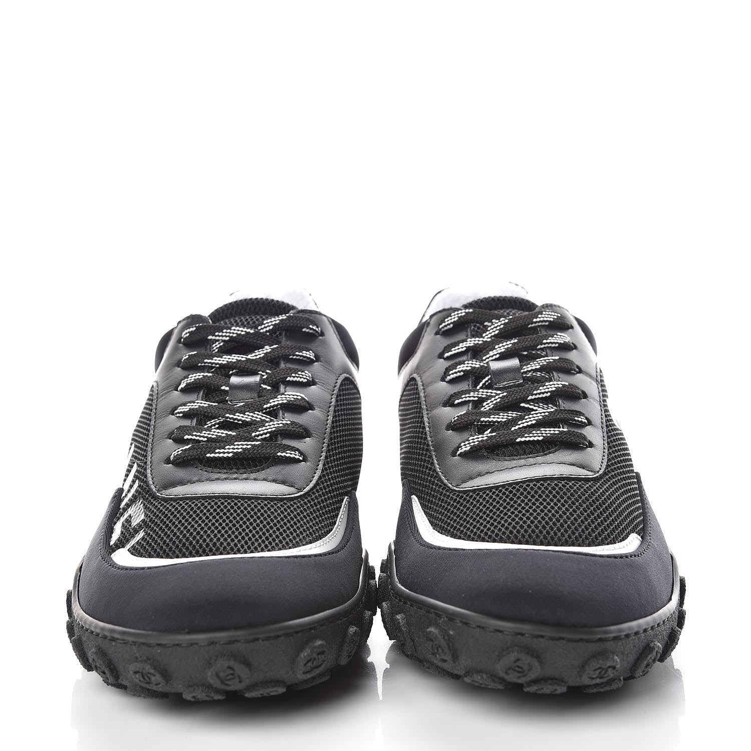 Chanel Calfskin Mesh Lycra Sneakers 39 Black 2 of 8