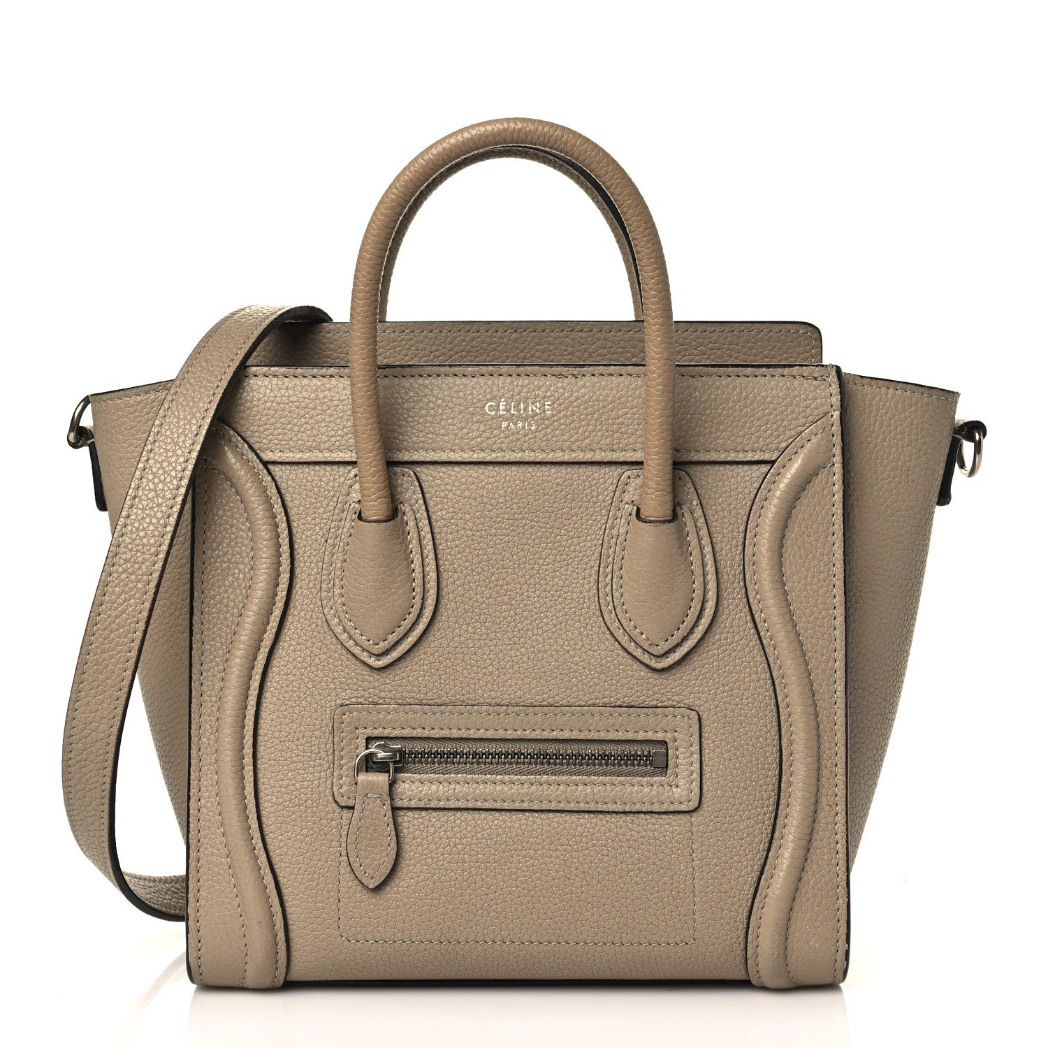 Celine Drummed Calfskin Nano Luggage Dune 1 of 12