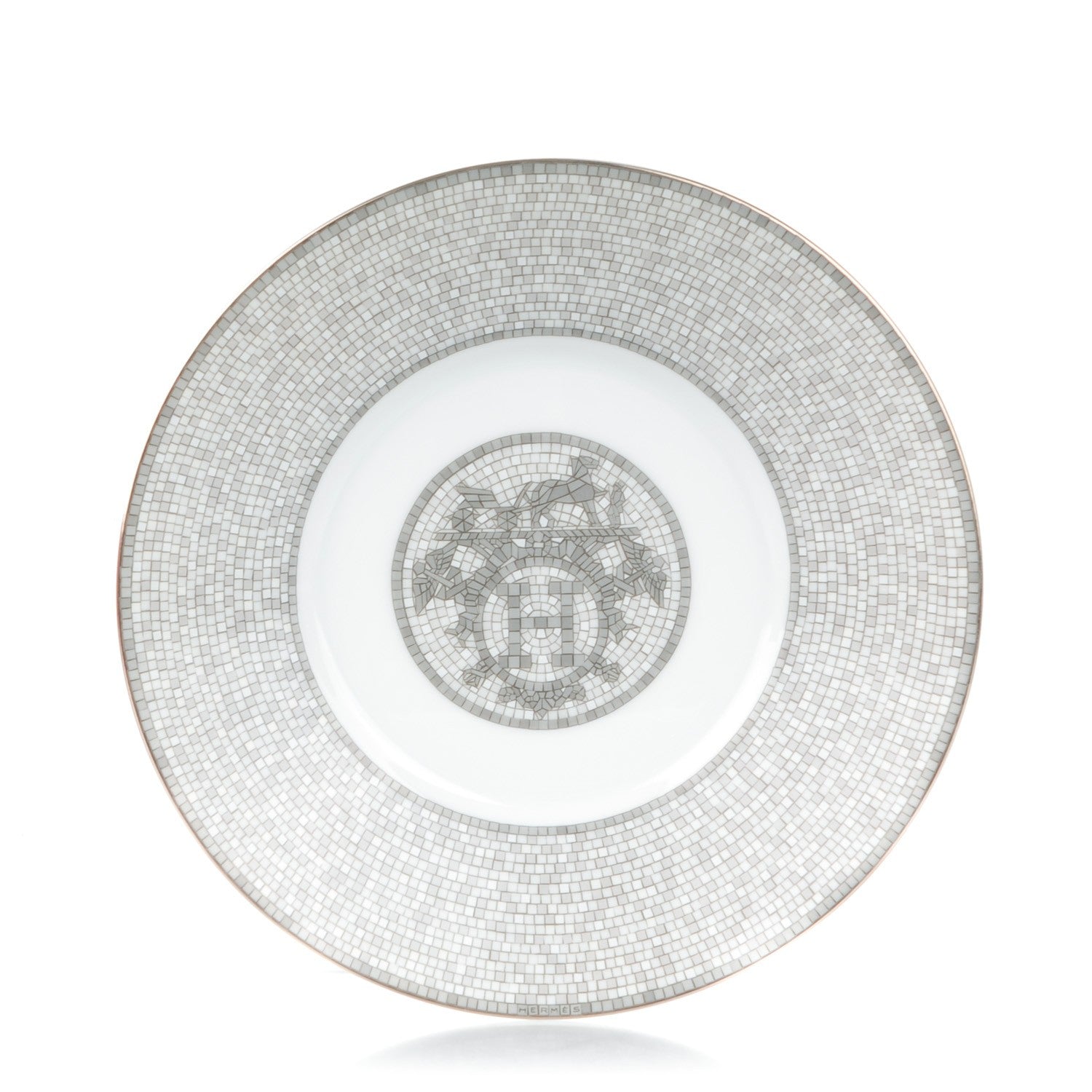 Hermes Porcelain Mosaique Au 24 Platine Calotte Plate 6.7 1 of 5