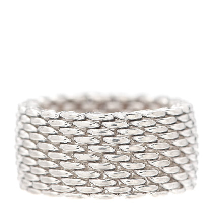 Tiffany Sterling Silver Somerset Mesh Ring 57 8 1 of 4