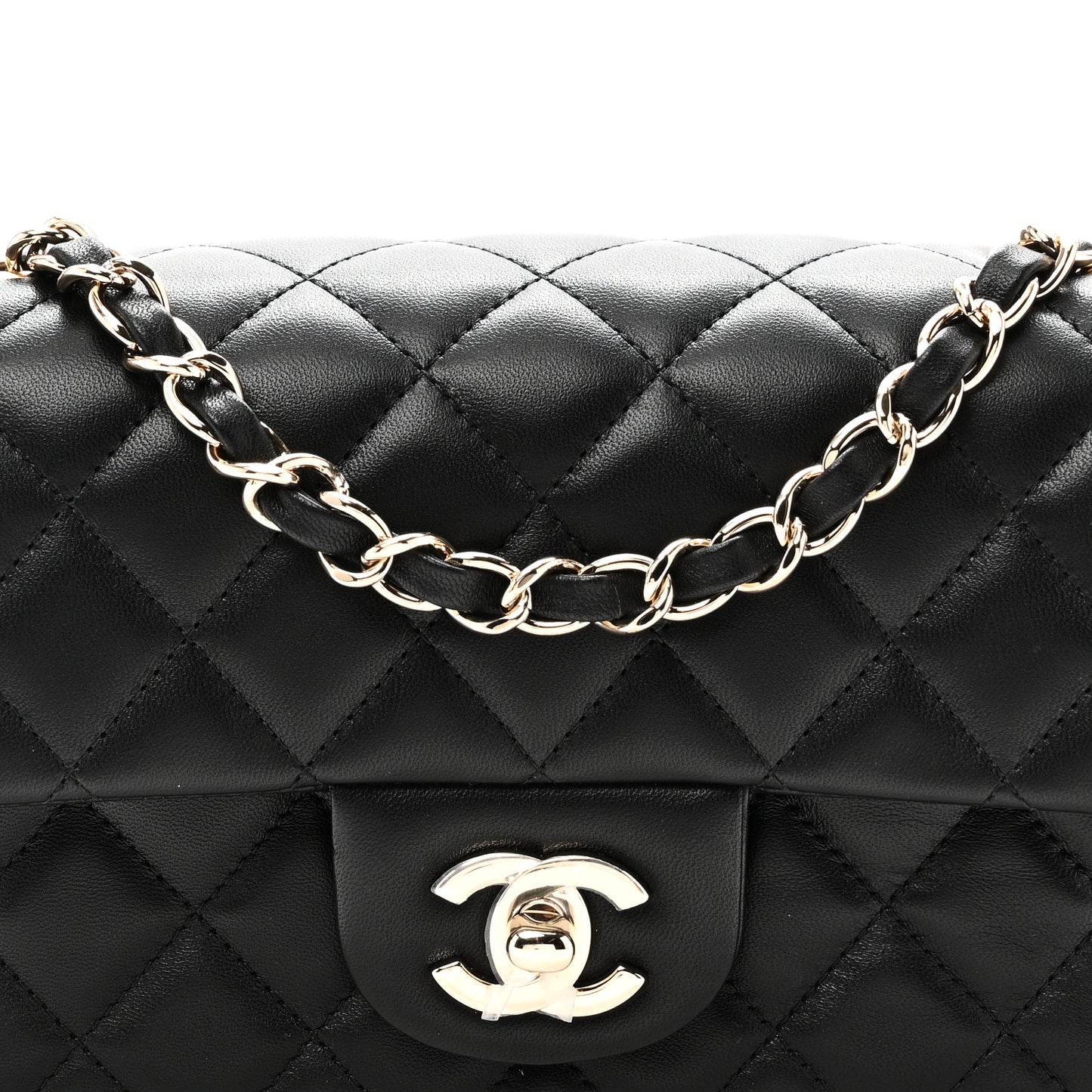 Lambskin Quilted Mini Rectangular Flap Black