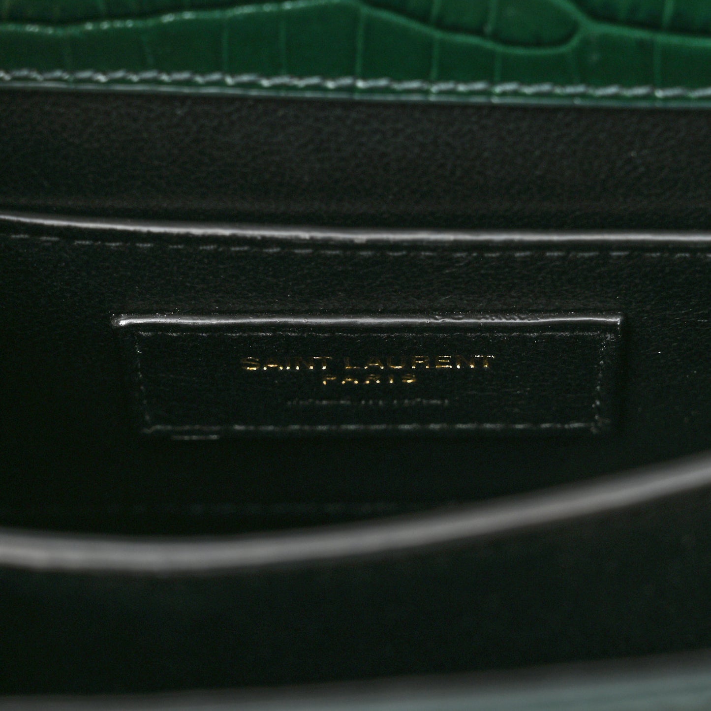 Calfskin Crocodile Embossed Mini Classic Monogram Cassandra Top Handle Green