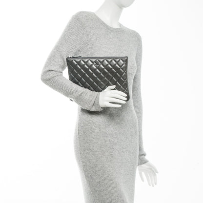 Chanel Metallic Lambskin Quilted Medium Cosmetic Case Silver 2 of 6