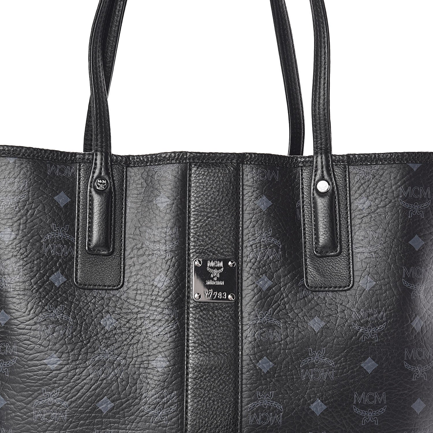 MCM Visetos Medium Liz Reversible Shopper Tote Black 10 of 15