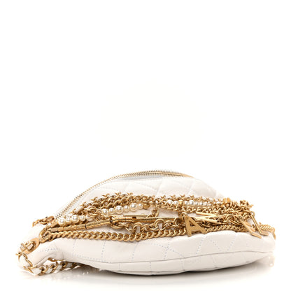 Chanel Lambskin Quilted All About Chains Waist Belt Bag White 4 of 13