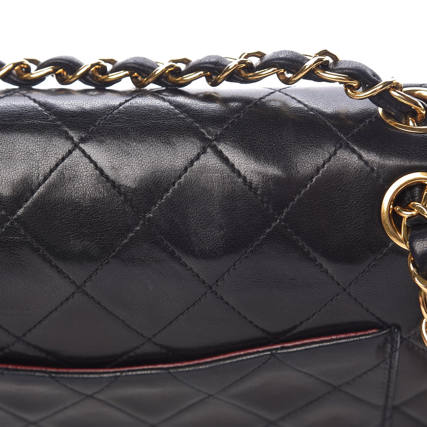 Lambskin Quilted Medium Double Flap Black