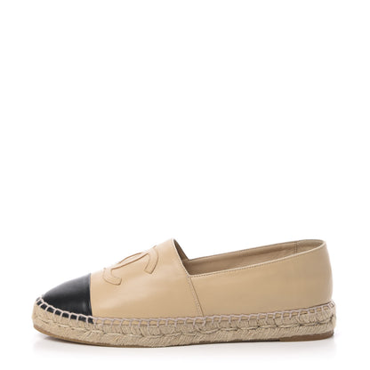 Chanel Lambskin CC Espadrilles 39 Beige Black 1 of 11
