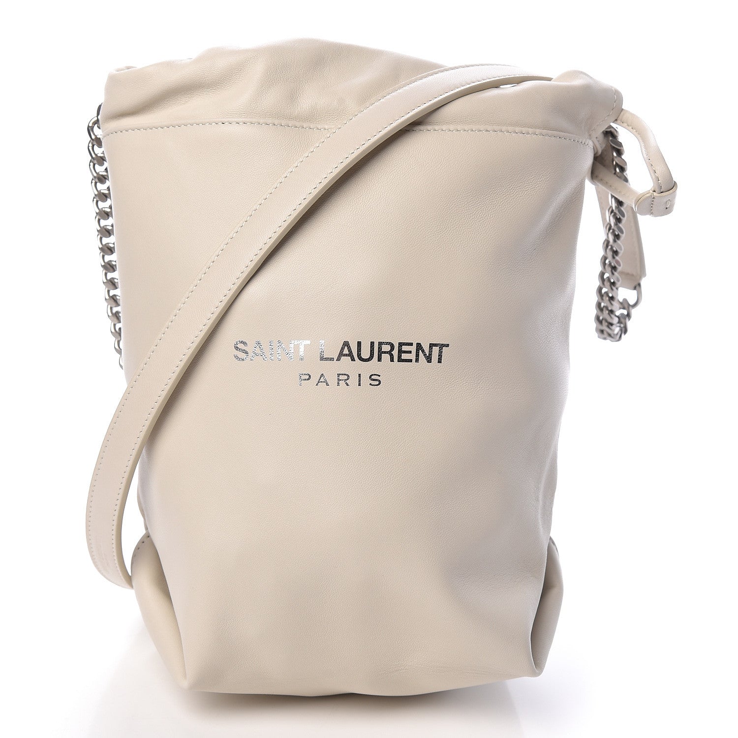 Saint Laurent Lambskin Small Teddy Bucket Bag White 1 of 10