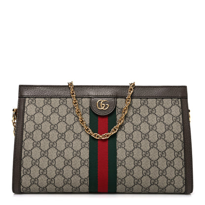 Gucci GG Supreme Monogram Web Medium Ophidia Chain Shoulder Bag Brown 1 of 10