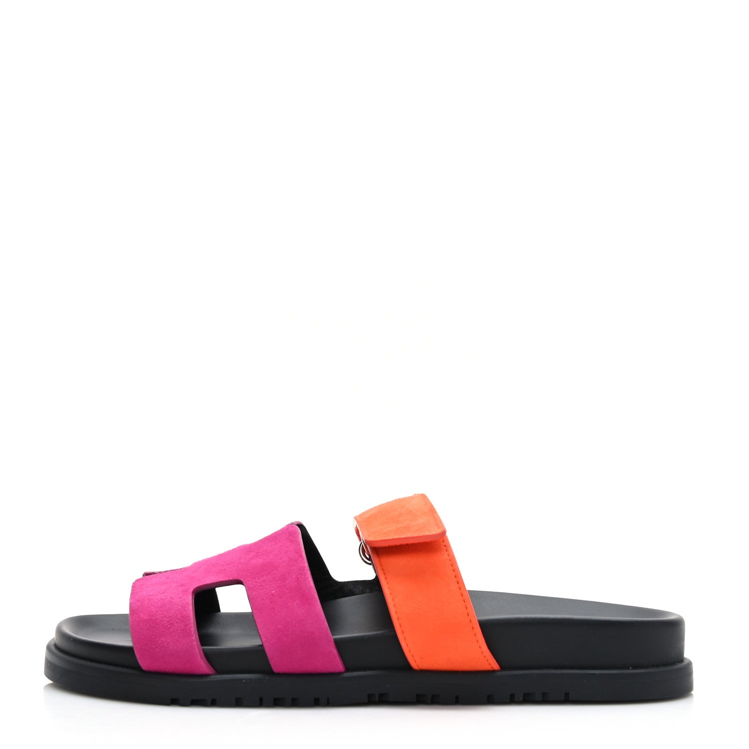 Hermes Suede Goatskin Womens Chypre Sandals 38 Rose Chapas Orange Synthetique 1 of 9