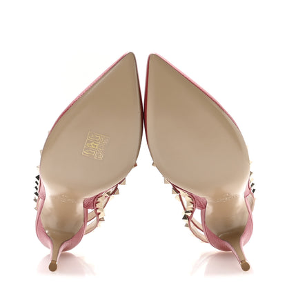 Valentino Garavani Pebbled Calfskin Rockstud Ankle Strap 100mm Pumps 37 Rock Pink 6 of 8