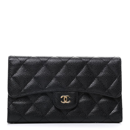 Chanel Caviar Quilted Long Flap Wallet Black 1 of 9