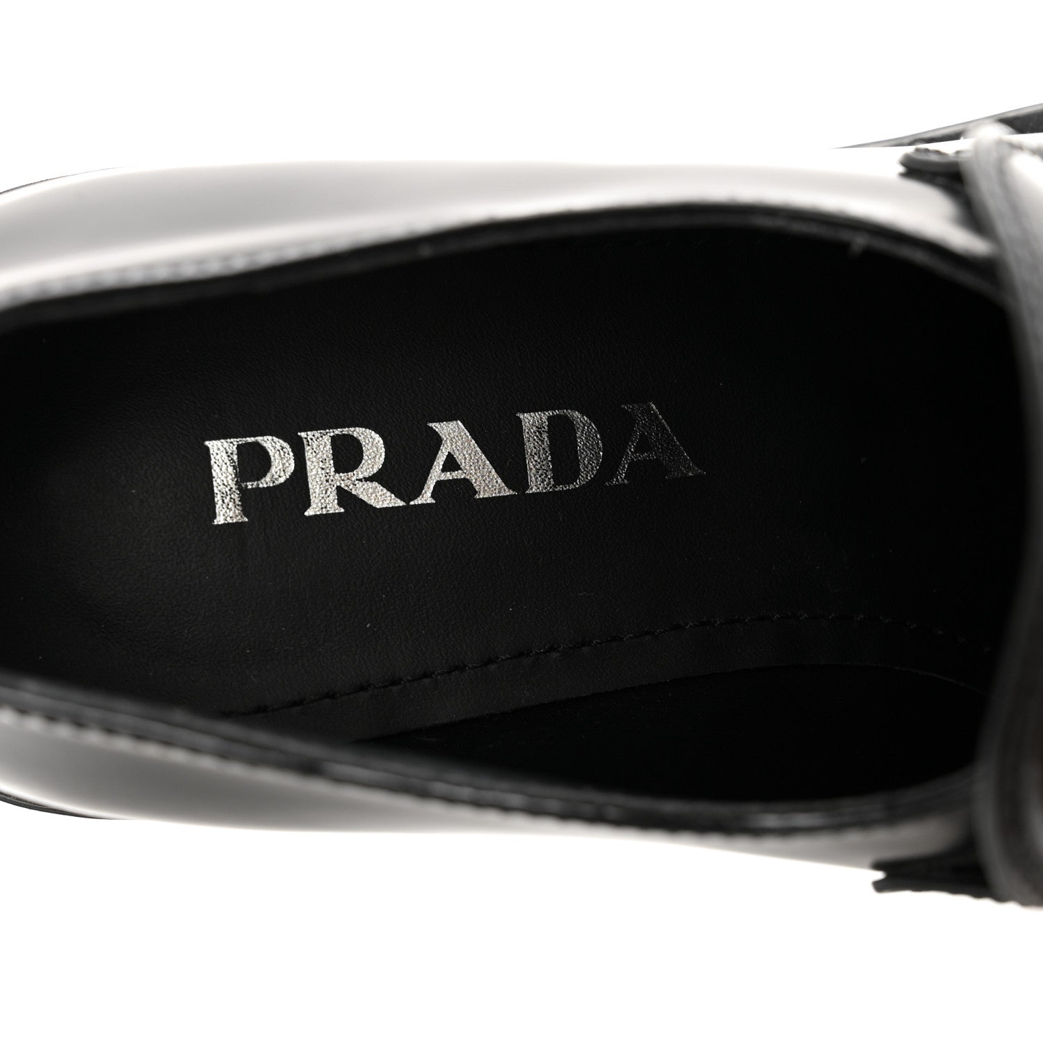 Prada Spazzolato Metal Triangle Logo 50mm Loafers 37 Black 7 of 8