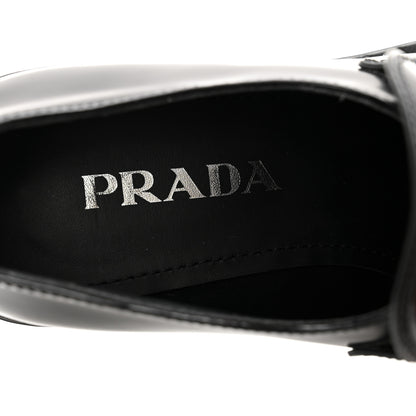 Prada Spazzolato Metal Triangle Logo 50mm Loafers 37 Black 7 of 8