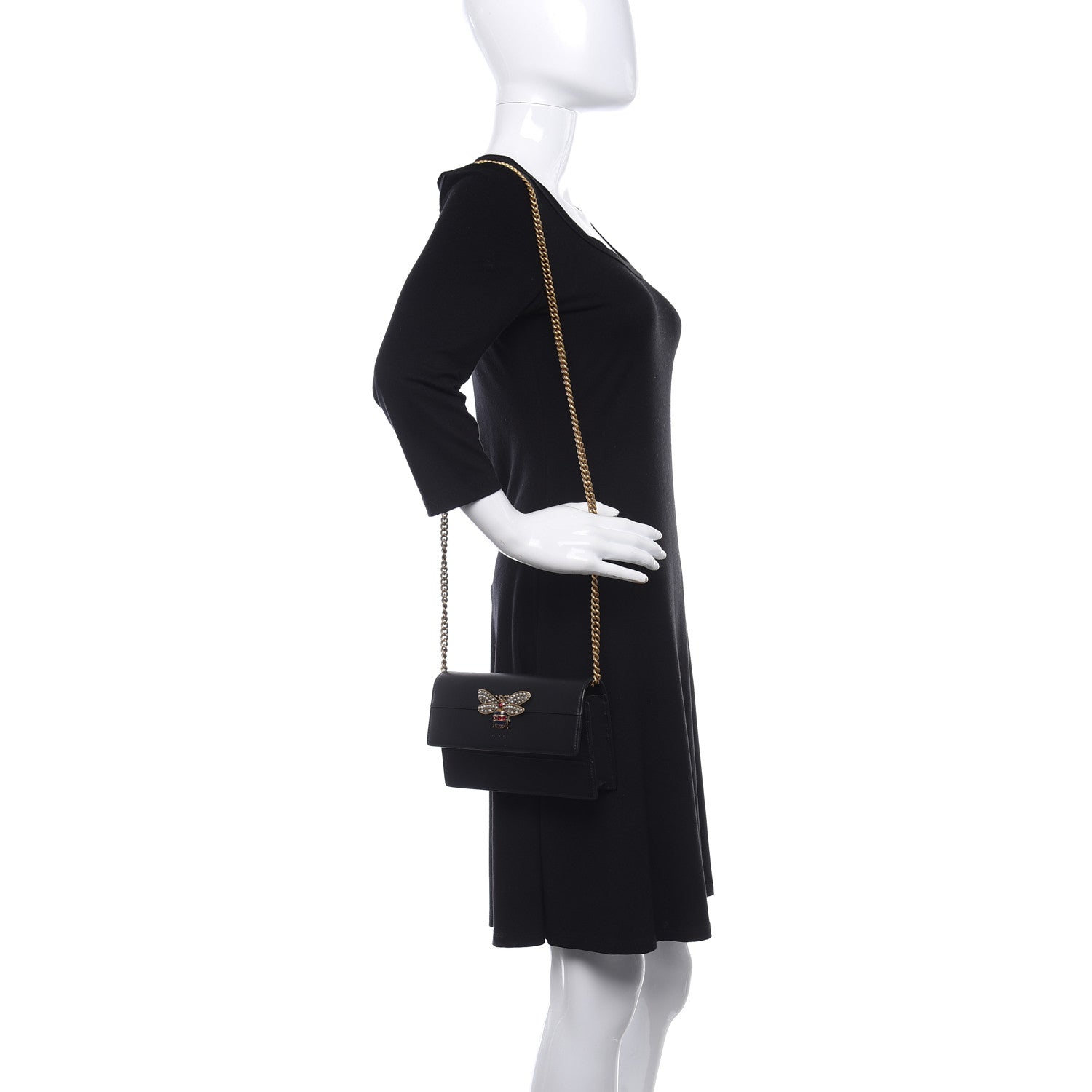 Gucci Calfskin Queen Margaret Chain Wallet Black 2 of 15