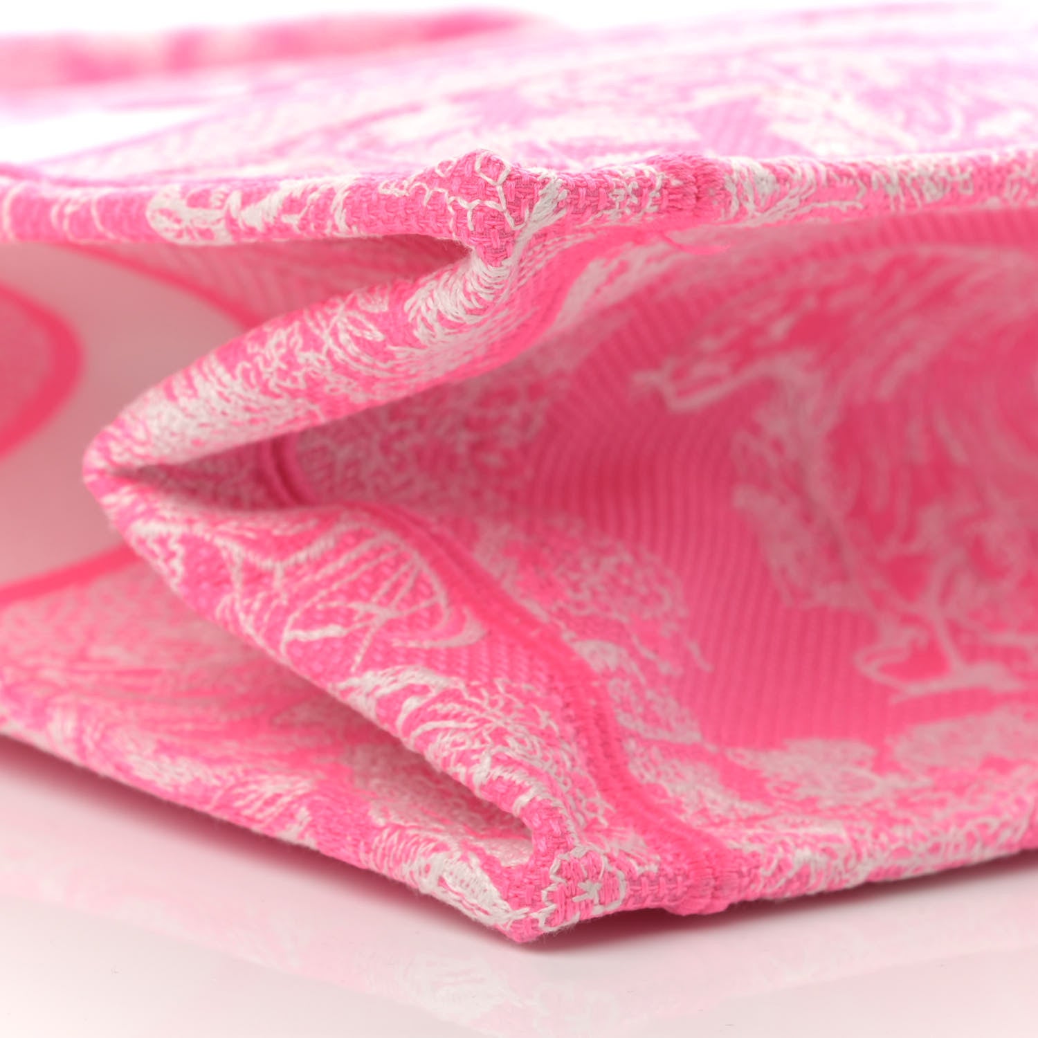 Christian Dior Canvas Embroidered Medium Dioriviera Toile De Jouy Book Tote Fluorescent Pink 8 of 11