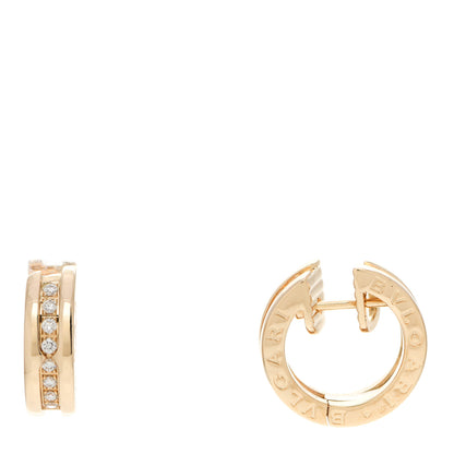 Bulgari 18K Yellow Gold Diamond Small B.Zero1 Hoop Earrings 1 of 7