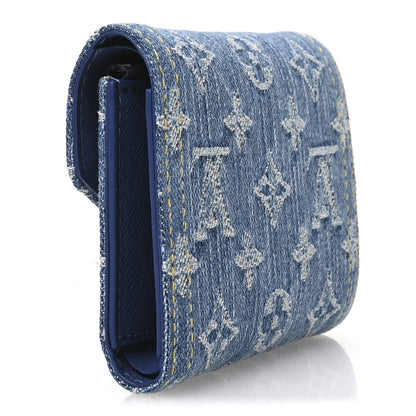 Louis Vuitton Denim Monogram Jacquard Victorine Wallet Blue 3 of 6
