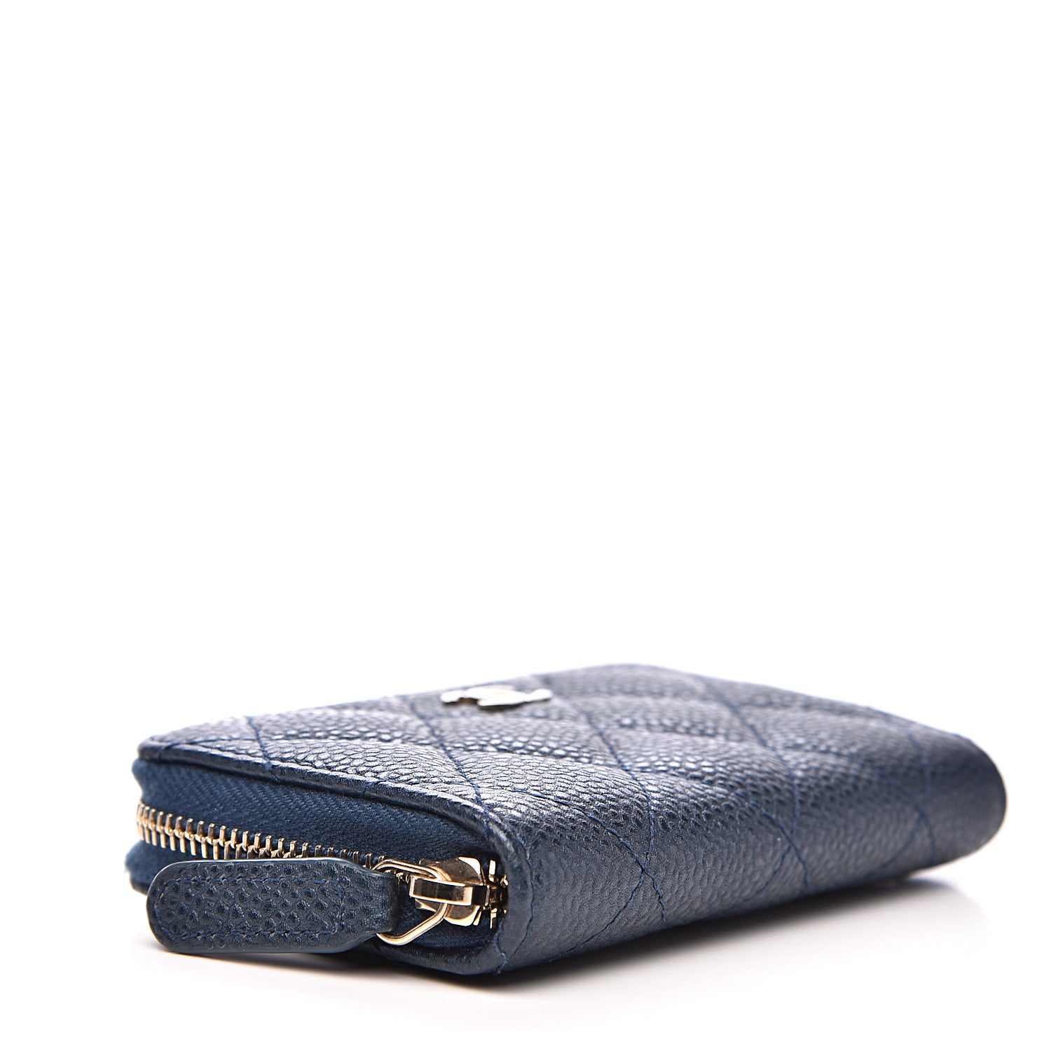 Chanel Caviar Quilted Boy Zip Around Coin Purse Wallet Dark Blue 4 of 8
