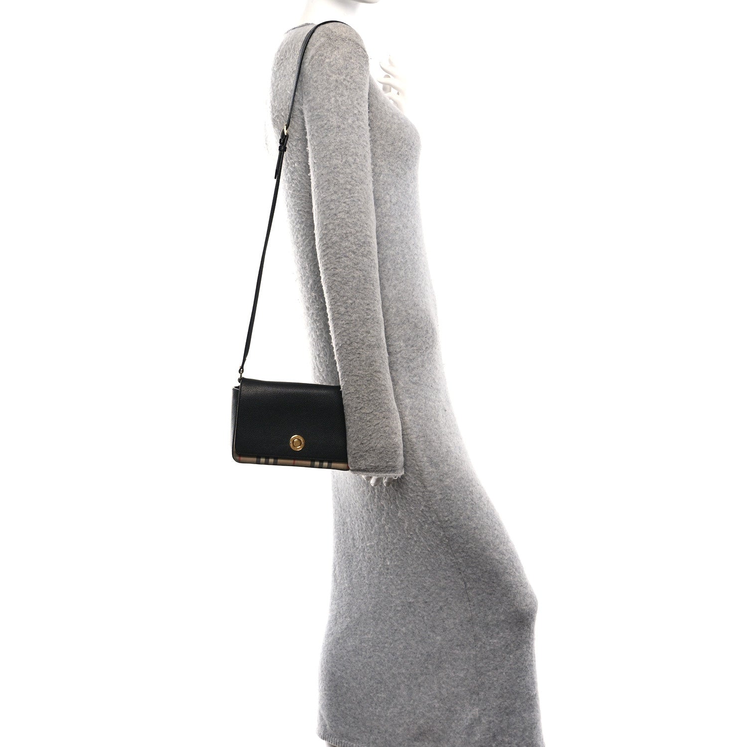Burberry Grainy Calfskin Vintage Check Hampshire Crossbody Black 2 of 16