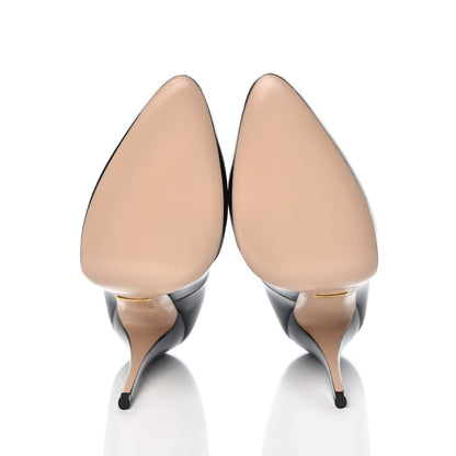 Gucci Polished Calfskin Removable Pearly Bow Elaisa Platform High Heel Pumps 39 Black 6 of 11