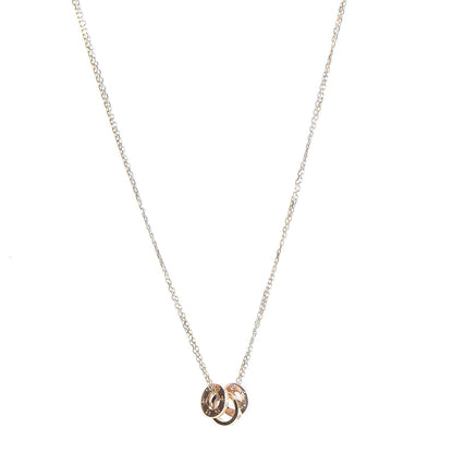 Cartier 18K White Pink Gold Diamond Three Ring LOVE Pendant Necklace 1 of 7